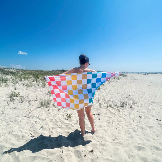 Rainbow Checkered Beach Towel