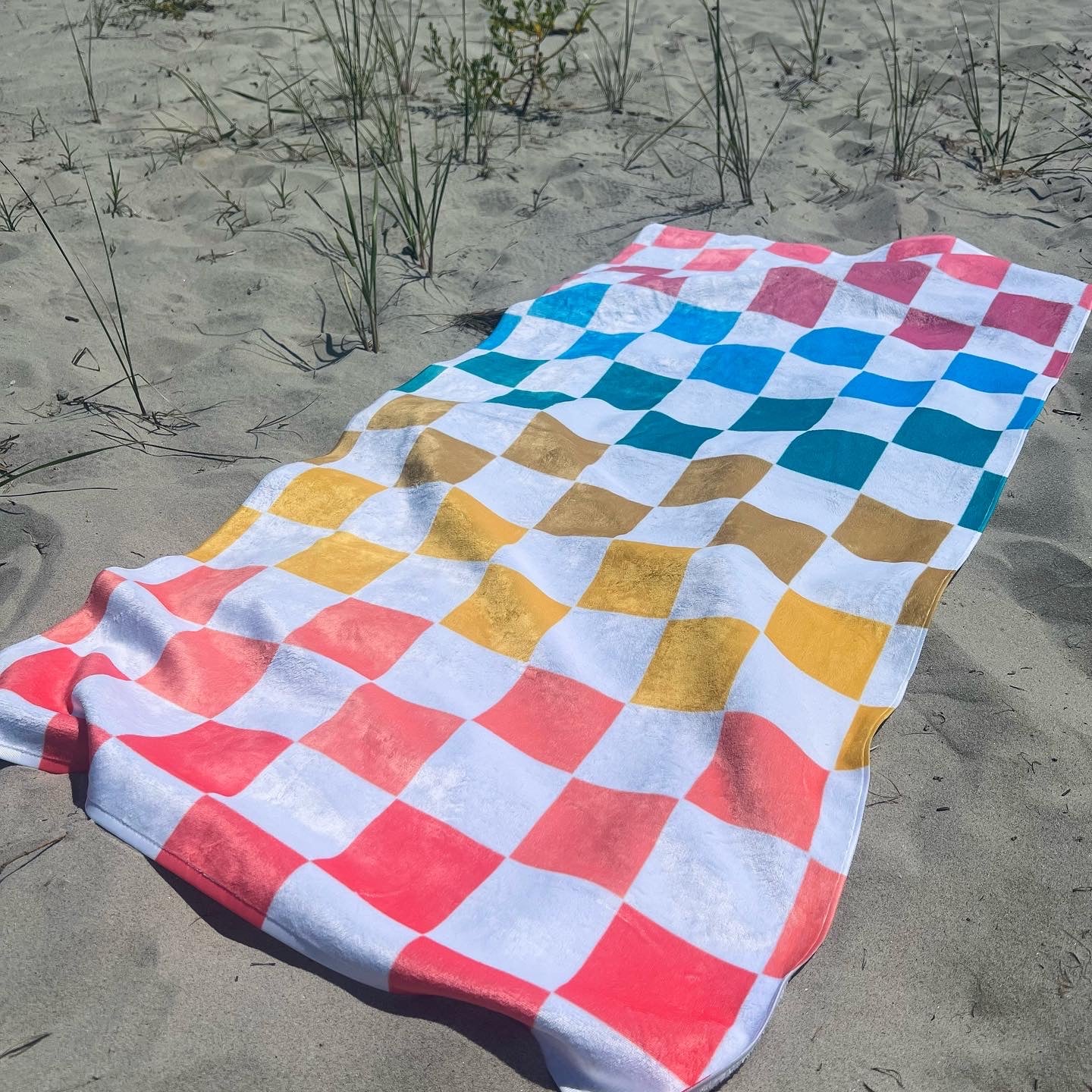 Rainbow Checkered Beach Towel