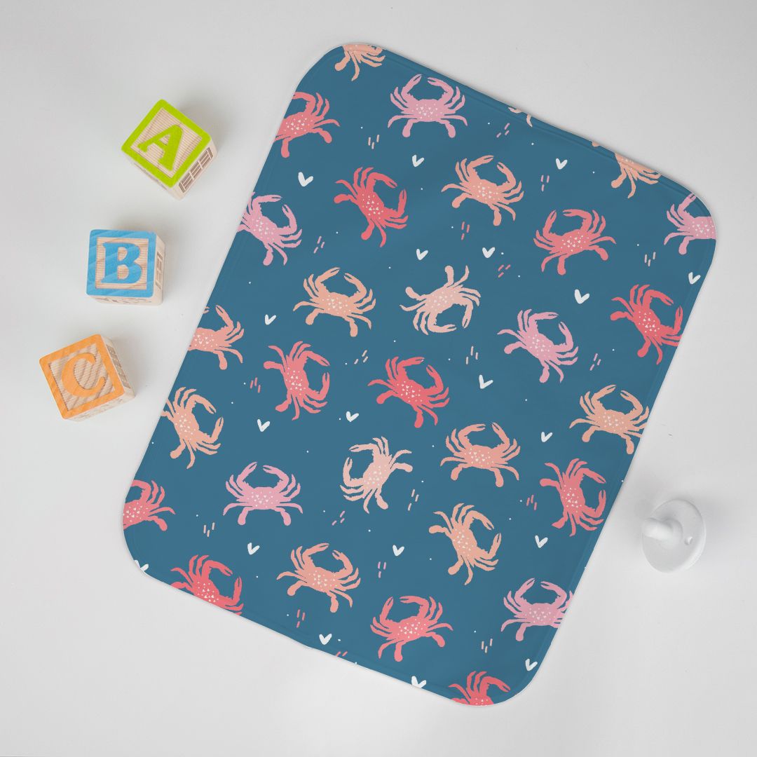 Pink Crab Baby Burp Cloth