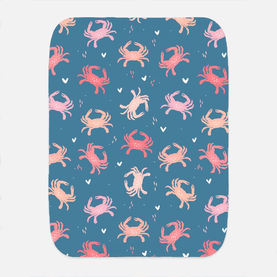 Pink Crab Baby Burp Cloth