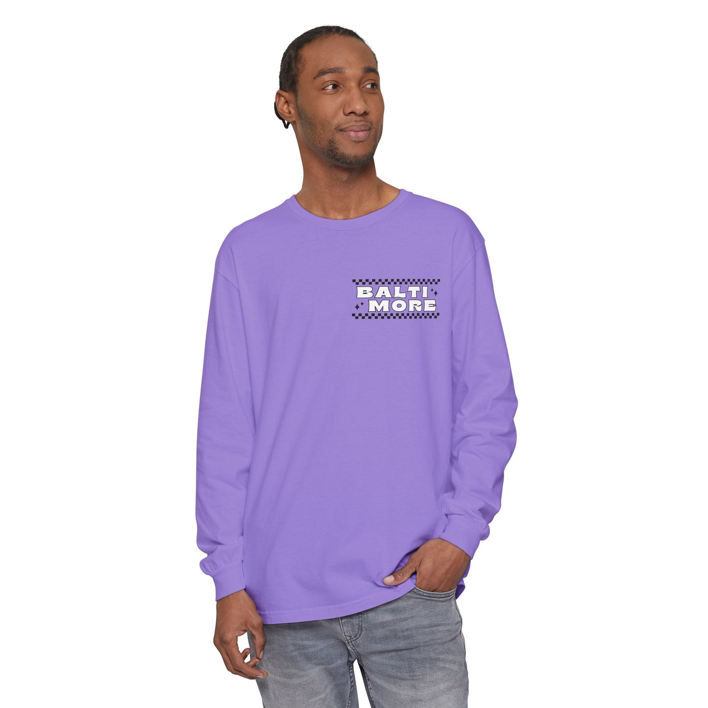Baltimore Football Long Sleeve T-Shirt- Purple