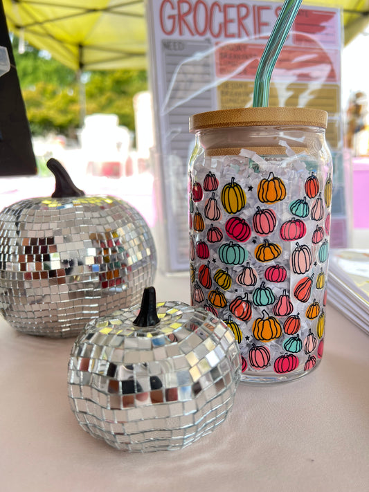 Pink Pumpkin Patterned Glass
