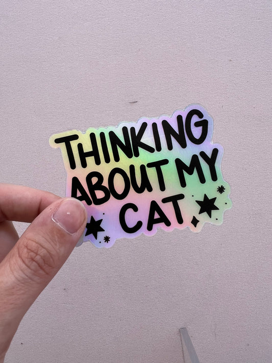 Thinking about my cat Sticker
