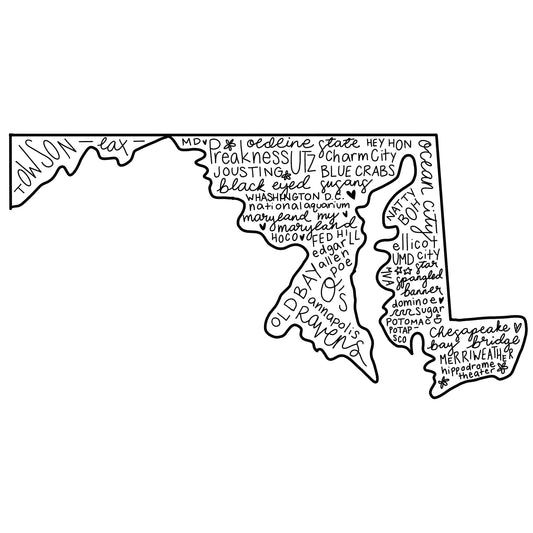 Maryland State Outline Word Art- Digital Download