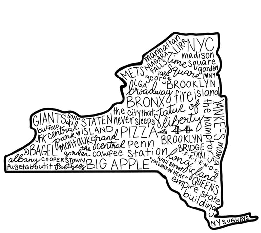 New York State Outline Word Art- Digital Download Print