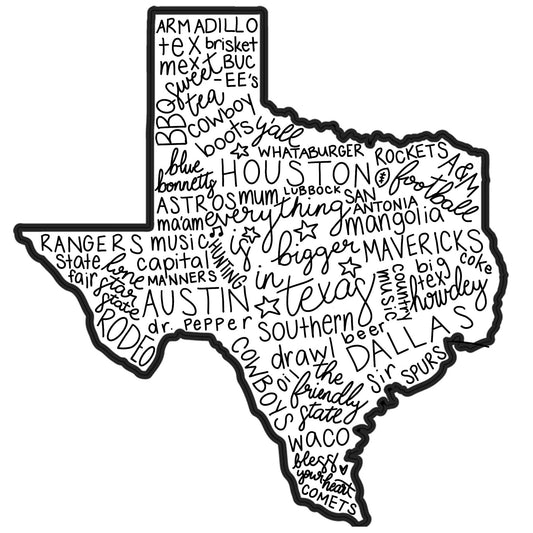 Texas State Outline Word Art-Digital Download Print