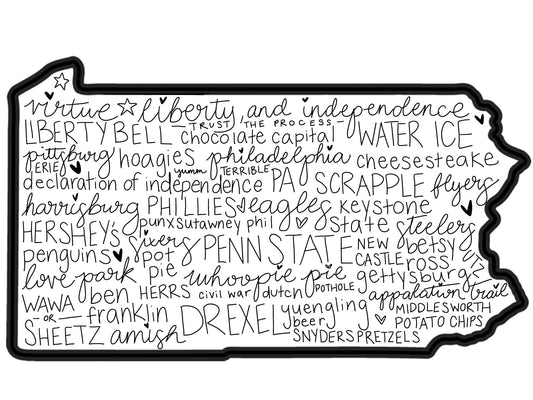 Pennsylvania State Outline Word Art- Digital Download Print