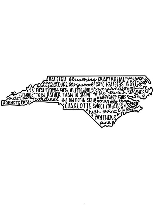 North Carolina state outline word art- digital download