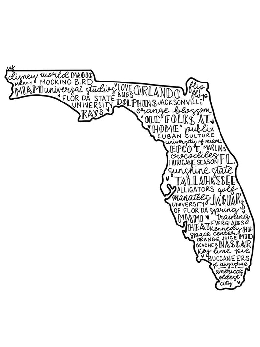 Florida state outline word art- digital download