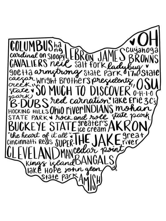 Ohio state outline word art- digital download