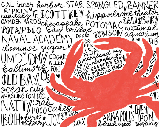 Maryland crab word art print- digital download